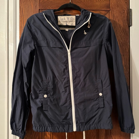 Jack Wills University Outfitters Rain Jacket Navy Blue US Size 2 UK Size 6 - Picture 1 of 7